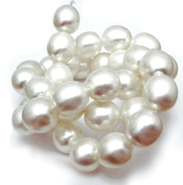 White 11mm Drip Shape Elliptical Pearls